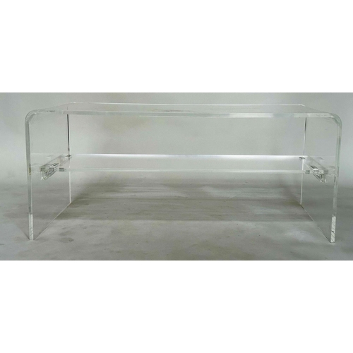 127 - LUCITE LOW TABLE, arched rectangular with undertier, 95cm W x 45cm D x 40cm H.