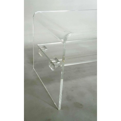 127 - LUCITE LOW TABLE, arched rectangular with undertier, 95cm W x 45cm D x 40cm H.