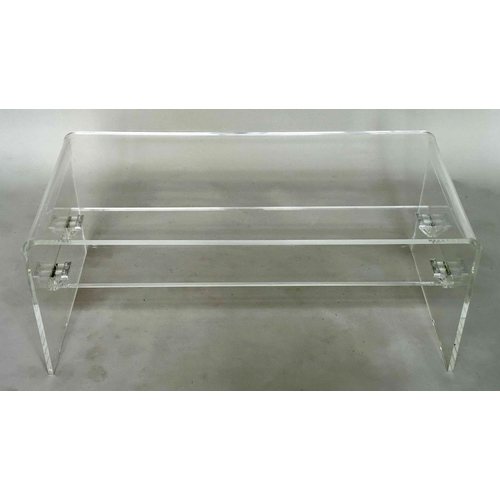 127 - LUCITE LOW TABLE, arched rectangular with undertier, 95cm W x 45cm D x 40cm H.