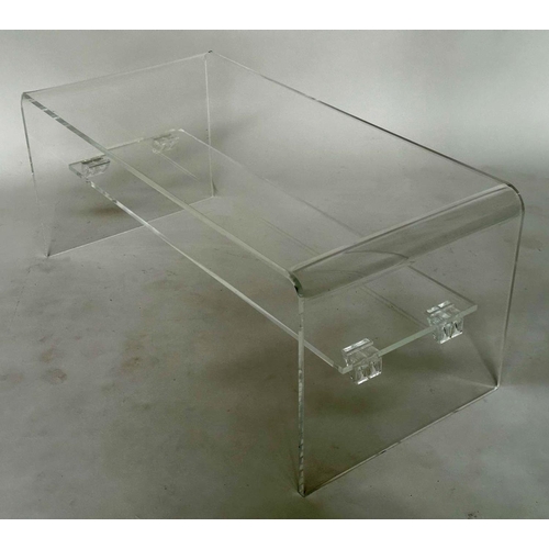 127 - LUCITE LOW TABLE, arched rectangular with undertier, 95cm W x 45cm D x 40cm H.