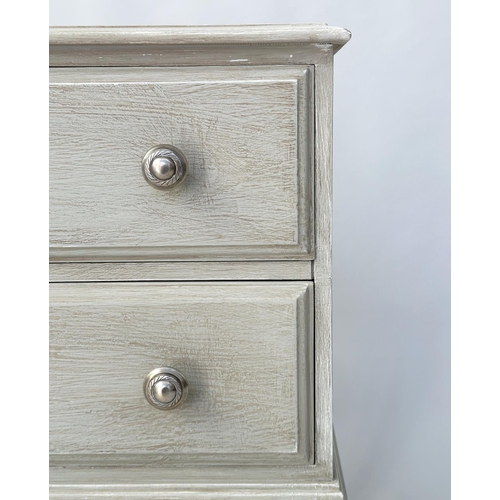 133 - BEDSIDE CHESTS, a pair, Italian style grey painted, each with two drawers, 45cm x 45cm x 60cm H. (2)