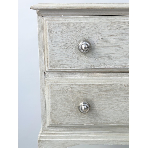 133 - BEDSIDE CHESTS, a pair, Italian style grey painted, each with two drawers, 45cm x 45cm x 60cm H. (2)