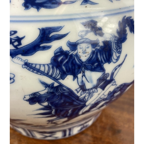 17 - CHINESE VASE, blue and white, Ming influence, character mark to base, 22cm H x 25cm.