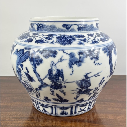 17 - CHINESE VASE, blue and white, Ming influence, character mark to base, 22cm H x 25cm.