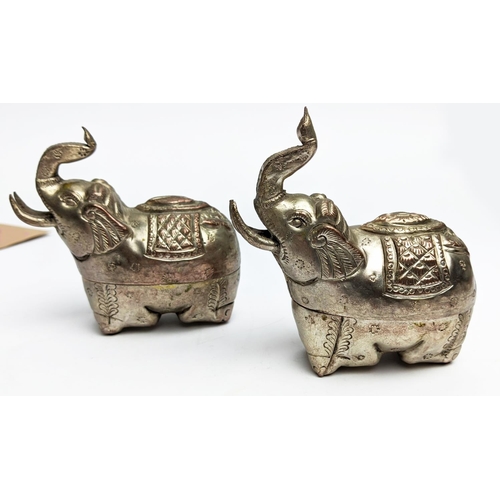 20 - A COLLECTION OF VARIOUS FIGURES, comprising white metal elephant and buffalo figural boxes, silver p... 