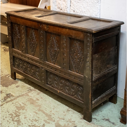 200 - COFFER, 87cm H x 132cm x 48cm, 17th century oak with later lift out box interior.