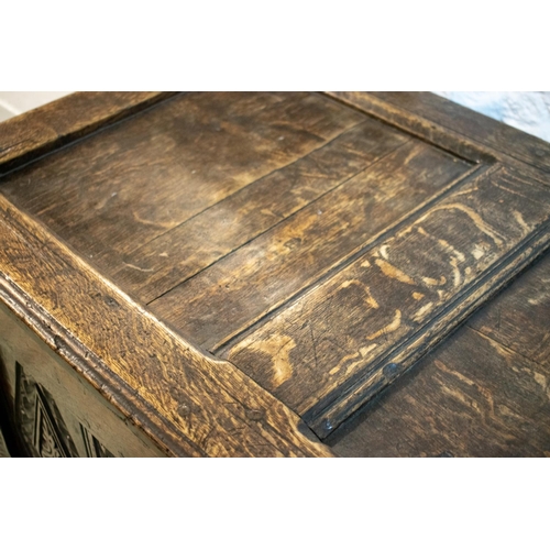 200 - COFFER, 87cm H x 132cm x 48cm, 17th century oak with later lift out box interior.