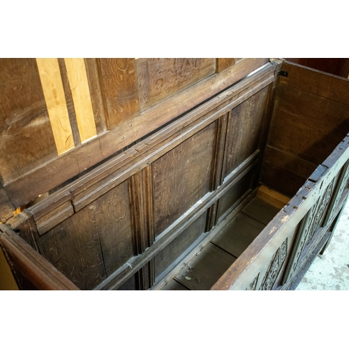 200 - COFFER, 87cm H x 132cm x 48cm, 17th century oak with later lift out box interior.