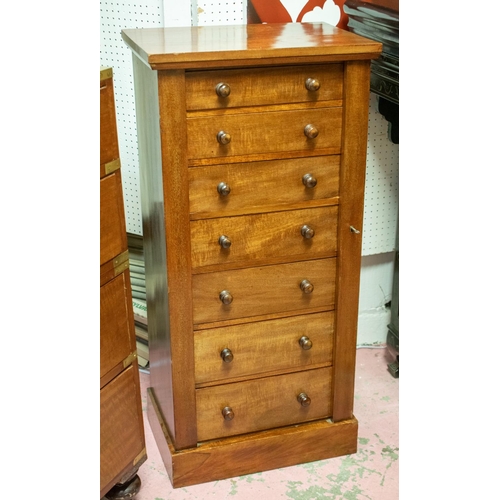 204 - WELLINGTON CHEST, 104cm H x 49cm x 33cm, Victorian mahogany containing seven drawers.