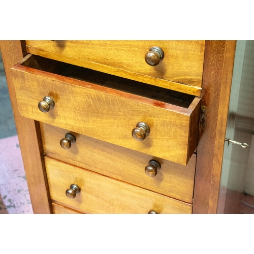 204 - WELLINGTON CHEST, 104cm H x 49cm x 33cm, Victorian mahogany containing seven drawers.