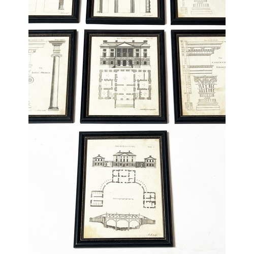 21 - ARCHITECTURAL ENGRAVINGS, a set of eleven, each 29cm x 23cm overall, framed. (11)