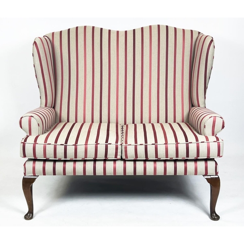 210 - SOFA, Queen Anne style, upholstered in Laura Ashley luxford striped fabric, 127cm W x 110cm H.