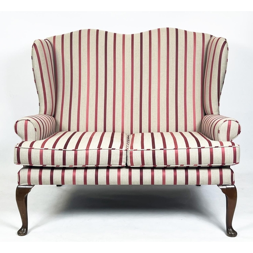 210 - SOFA, Queen Anne style, upholstered in Laura Ashley luxford striped fabric, 127cm W x 110cm H.