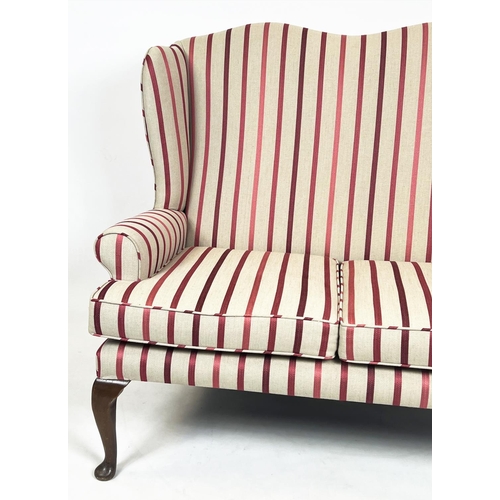 210 - SOFA, Queen Anne style, upholstered in Laura Ashley luxford striped fabric, 127cm W x 110cm H.