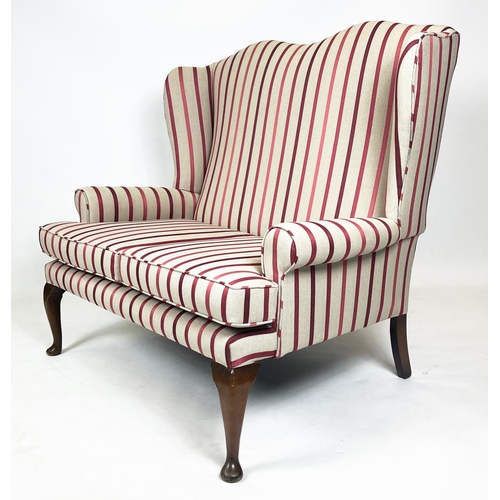 210 - SOFA, Queen Anne style, upholstered in Laura Ashley luxford striped fabric, 127cm W x 110cm H.