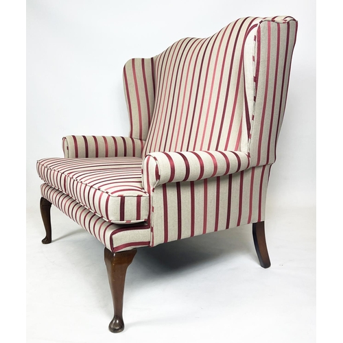 210 - SOFA, Queen Anne style, upholstered in Laura Ashley luxford striped fabric, 127cm W x 110cm H.