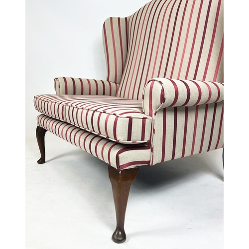 210 - SOFA, Queen Anne style, upholstered in Laura Ashley luxford striped fabric, 127cm W x 110cm H.