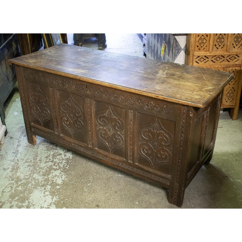 283 - COFFER, 71cm H x 149cm W x 59cm D, Charles II oak.