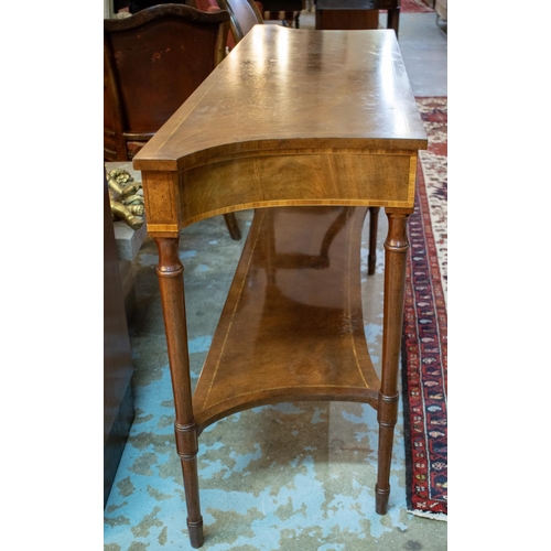 384 - SERVING TABLE, Regency design mahogany with inlaid detail and undertier, 155cm x 87cm x 47cm.