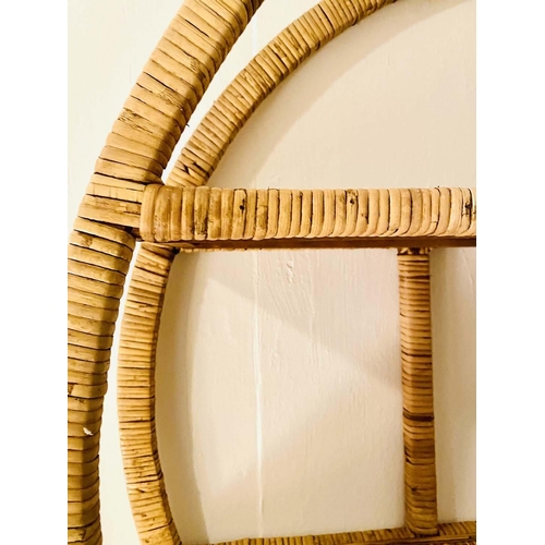 408 - WALL ETAGERE, 1970s Italian style, rattan, 80cm diameter, 19cm deep.