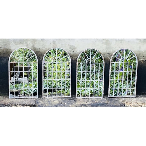 411 - ARCHITECTURAL GARDEN MIRRORS, a set of four, 60cm H x 36cm W, Georgian style, with overlaid glazing ... 