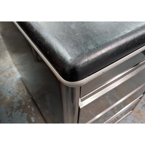 475 - DESK, 20th century polished metal, with leatherette top, 150cm x 80cm x 80cm H.