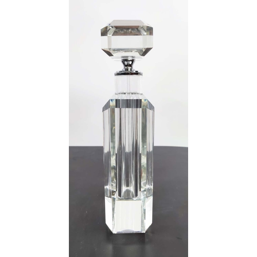 516 - SCENT BOTTLES, a pair, in the Art Deco style, cut glass, 26cm H x 16cm W.