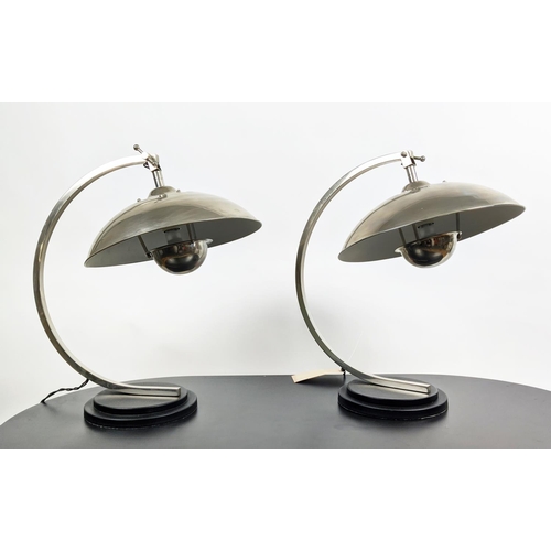 525 - DESK LAMPS, a pair, polished metal, 73cm at tallest approx. (2)