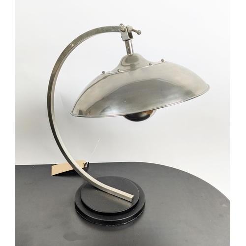 525 - DESK LAMPS, a pair, polished metal, 73cm at tallest approx. (2)