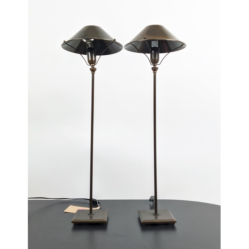 526 - TABLE LAMPS, a pair, bronzed metal, articulating tops, 69cm H. (2)