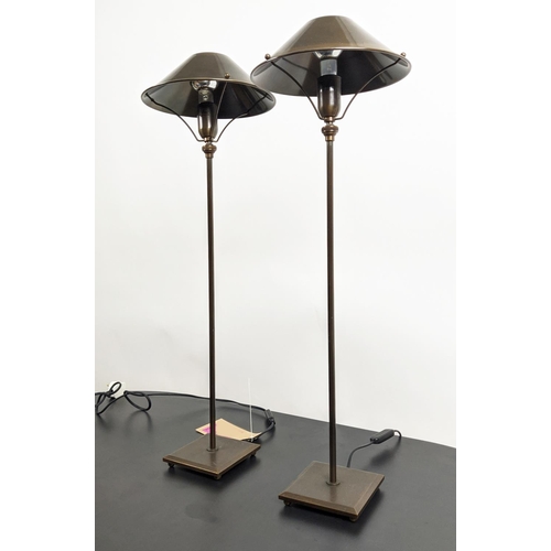 526 - TABLE LAMPS, a pair, bronzed metal, articulating tops, 69cm H. (2)