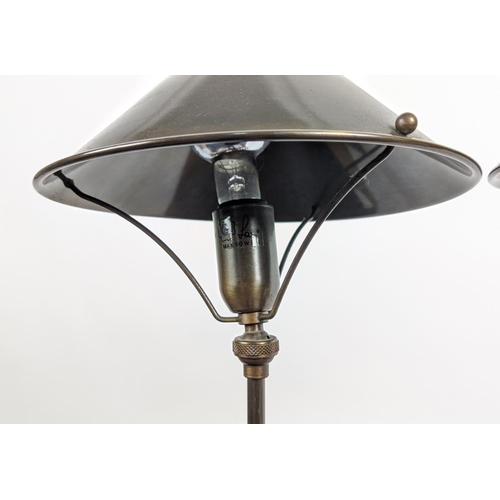 526 - TABLE LAMPS, a pair, bronzed metal, articulating tops, 69cm H. (2)