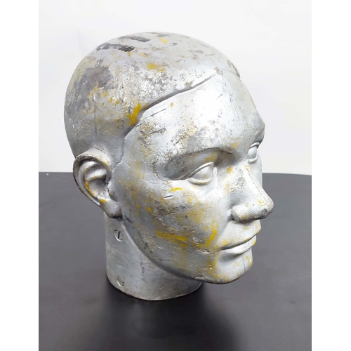 527 - MANNEQUIN HEAD, vintage 20th century, metal, 27cm H approx.