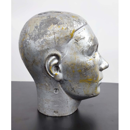 527 - MANNEQUIN HEAD, vintage 20th century, metal, 27cm H approx.