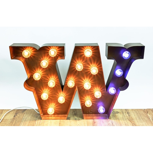 528 - LIGHT UP LETTER WALL RELIEF, 101cm x 64.5cm x 10cm.