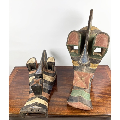 6 - SONGYE MASKS, two (Congo), tallest 64cm H. (2)