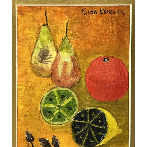 80 - MANNER OF FREIDA KAHLO (Mexican 1907-1954), 'Still life with Fruit', oil on board, signed and dated ... 