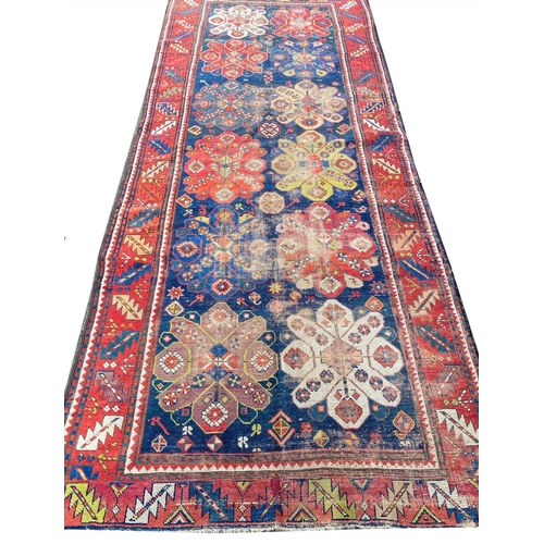 92 - ANTIQUE CAUCASIAN RUNNER, 270cm x 110cm.