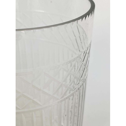 522 - STORM LANTERNS, Regency style, cut glass, 40cm H x 15cm diam. (2)