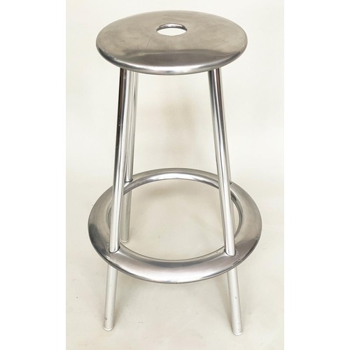 490 - ALLERMUIR LUNA STOOLS, a pair, Amos Marchant and Lyndon Anderson aluminium, 75cm H. (2)