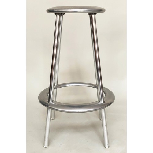 490 - ALLERMUIR LUNA STOOLS, a pair, Amos Marchant and Lyndon Anderson aluminium, 75cm H. (2)