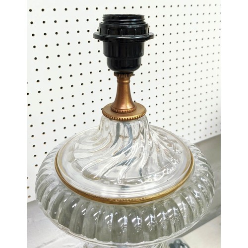 509 - TABLE LAMPS, 58cm H, a pair, in the classical style, glass, black marble bases.