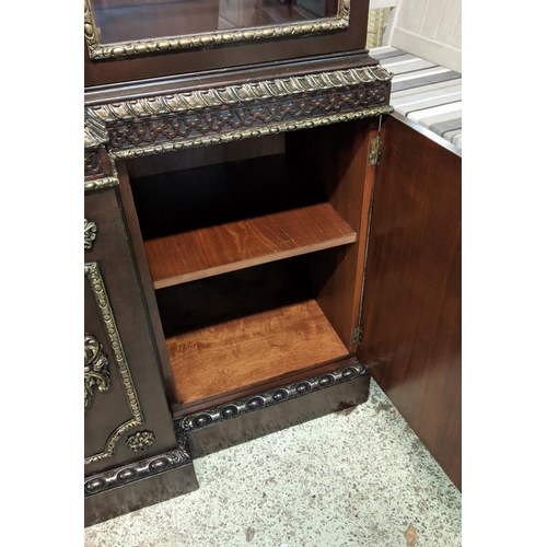 163 - DISPLAY CABINET, 122cm W x 270cn H x 56cm D, reproduction Georgian style mahogany with silvered deta... 