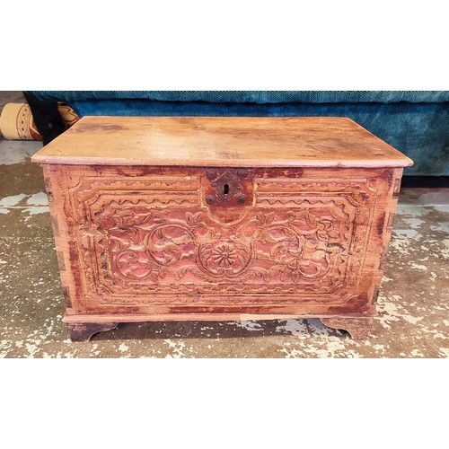 158 - STORAGE CHEST, with candle box, 18th/19th century possibly Spanish, 41cm H x 67.5cm x 35cm.