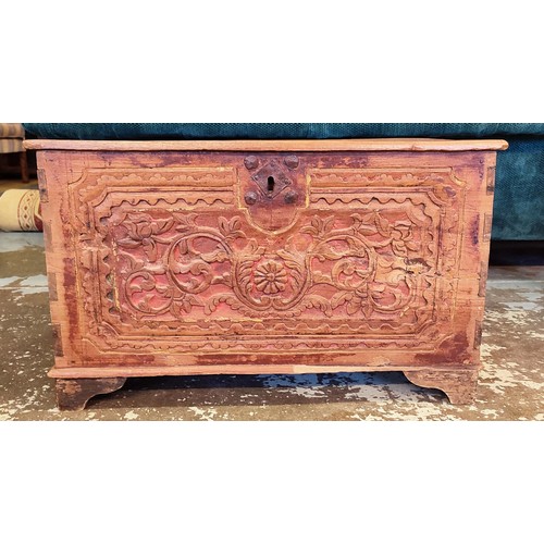 158 - STORAGE CHEST, with candle box, 18th/19th century possibly Spanish, 41cm H x 67.5cm x 35cm.