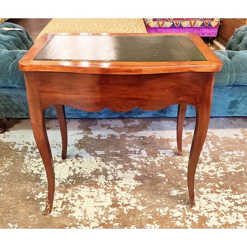 159 - SIDE TABLE, 19th century French, with leather top and two drawers, ormolu mount to feet, 69cm H x 71... 