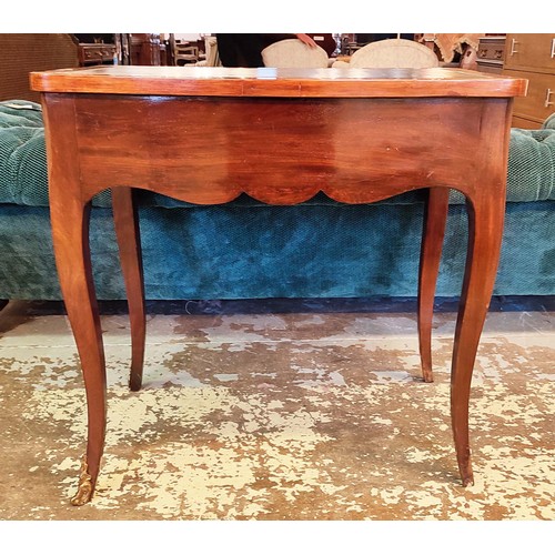 159 - SIDE TABLE, 19th century French, with leather top and two drawers, ormolu mount to feet, 69cm H x 71... 