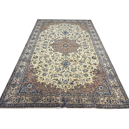 95 - VERY FINE PART SILK PERSIAN NAIN CARPET, 335cm x 210cm.