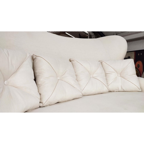 453 - SOFA, 1950's Italian style, white fabric upholstered, 155cm W approx.