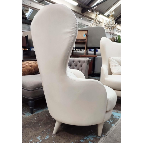 455 - ARMCHAIRS, 1950's Italian style, white fabric upholstered, 76cm W approx. (2)